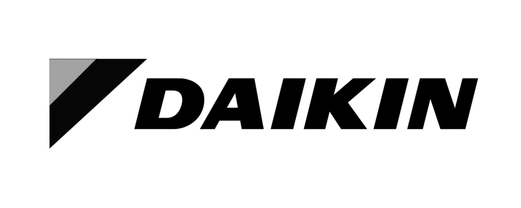 Daikin HVAC systems logo on a gray background, showcasing the Daikin brand's commitment to quality and innovation in climate control solutions.