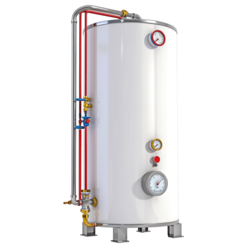 Modern water heater for home heating solutions by a Heating Contractor DC in the DMV. Water tank with pipes and gauges for temperature.
