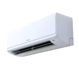 Close-up of a white ductless heating and cooling unit, providing efficient climate control for homes and offices in the DMV area.