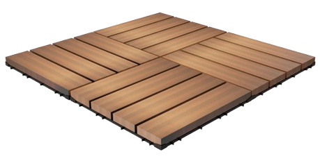 Wood deck tiles arranged in a square pattern. Consider pressure washing in DC to keep your outdoor spaces looking their best.