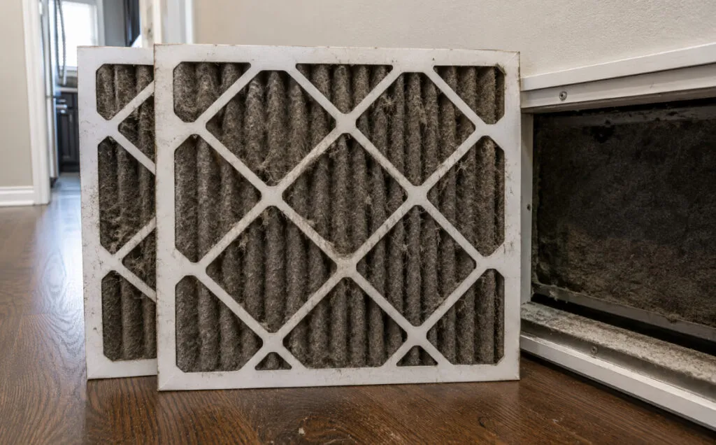 Dirty air filters show how dirty air ducts affect airflow and quality in your home. Regular AC filter replacement improves air quality in DMV.