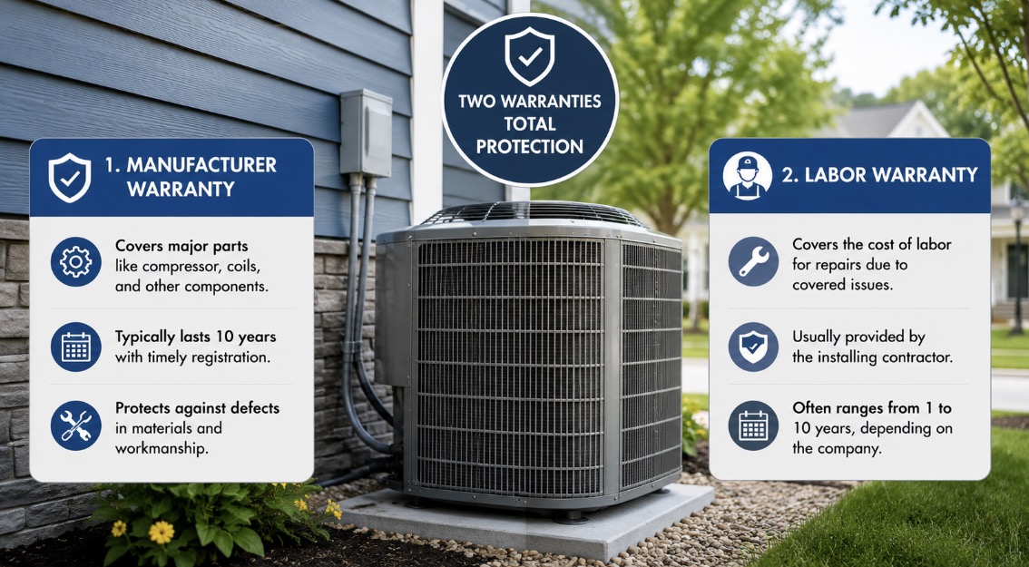 What Does a 10-Year Warranty Cover on a New AC System in DC?